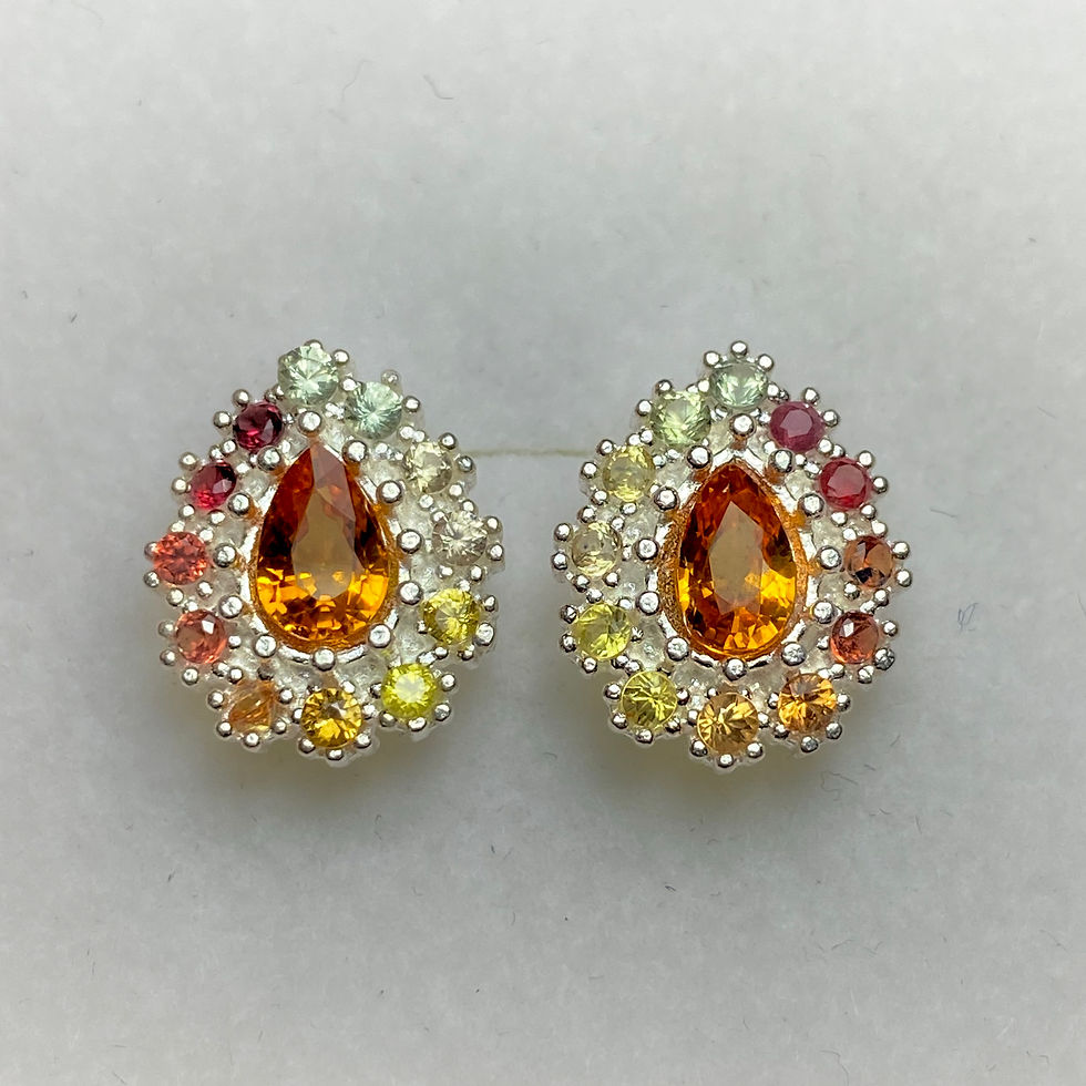 Miniature : 1.45ct Natural Sunset Orange sapphires Silver/ Gold/Platinum stud earrings