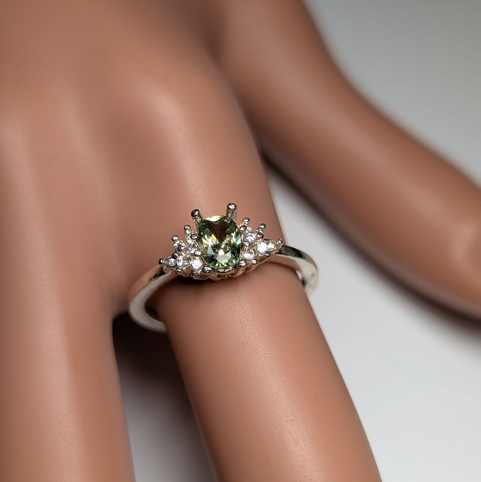 Thumbnail: RARE Natural and Demantoid Garnet 925 Silver / Gold/ Platinum ring