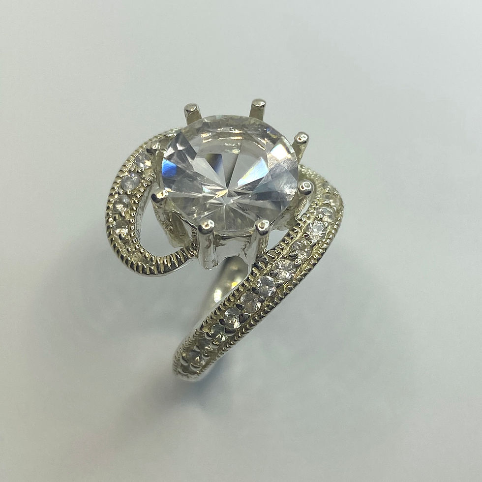 Miniatura: 2.8ct RARE Natural Petalite 925 Silver / Gold/ solitaire engagement r