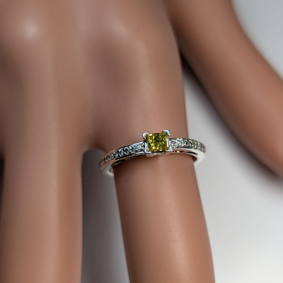 Miniature : 0.2cts Natural Diamond princess cut 925 Silver / Gold/ Platinum ring