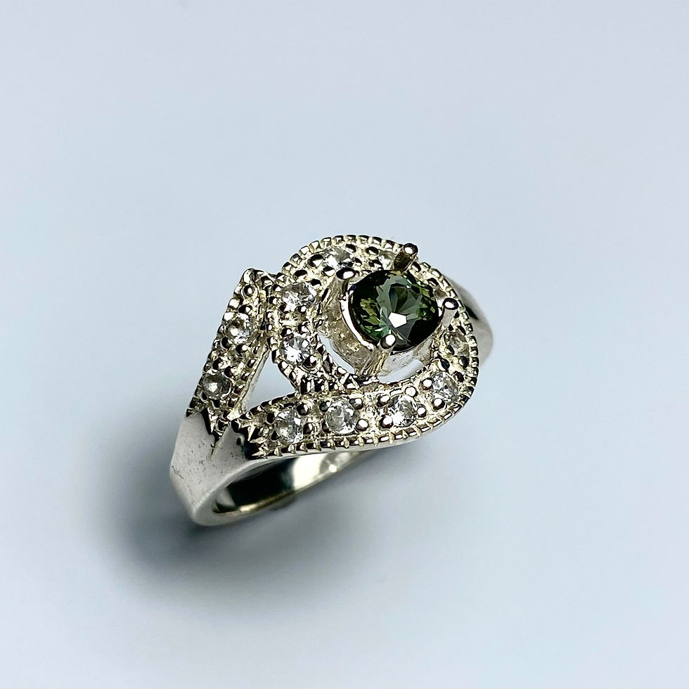 Thumbnail: RARE 0.45cts Natural Kornerupine 925 Silver / Gold/ Platinum ring