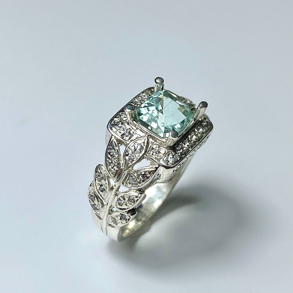 Миниатюра: 1.35ct Natural Paraiba blue tourmaline 925 Silver / Gold/ ring