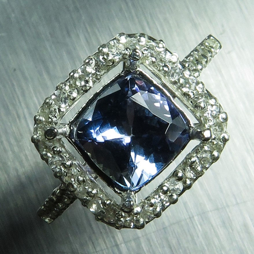 Miniature : 1.55pcs Natural blue Tanzanite 925 Silver/ Gold/ Platinum ring