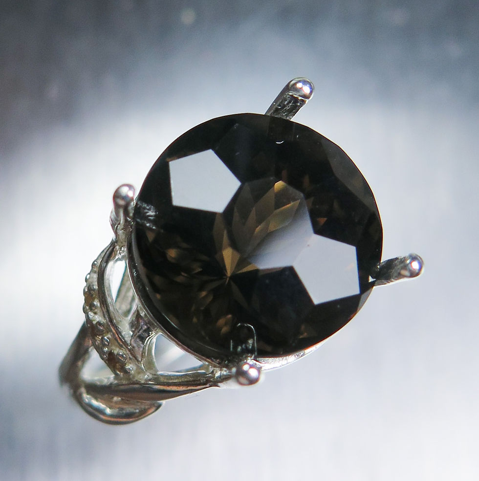 サムネイル： 8.15cts Natural Smoky Quartz 925 Silver / Gold/ Platinum ring