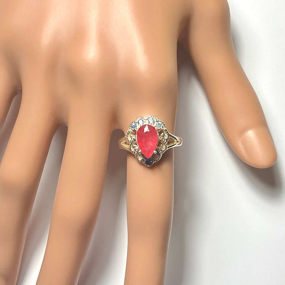 縮圖：2.2ct Natural Red Rhodonite 925 Silver/ Gold/ ring