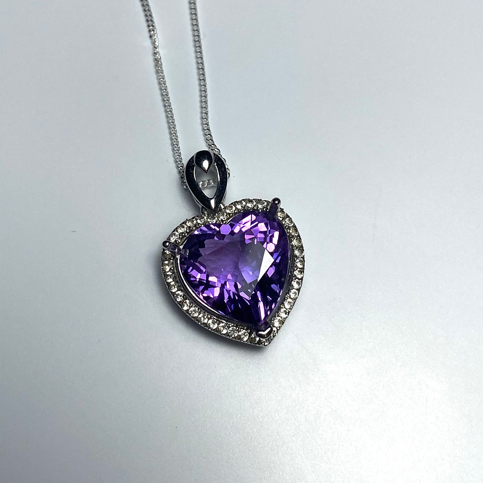 Miniature : 4ct Natural purple Amethyst Silver / Gold / Platinum heart pendant