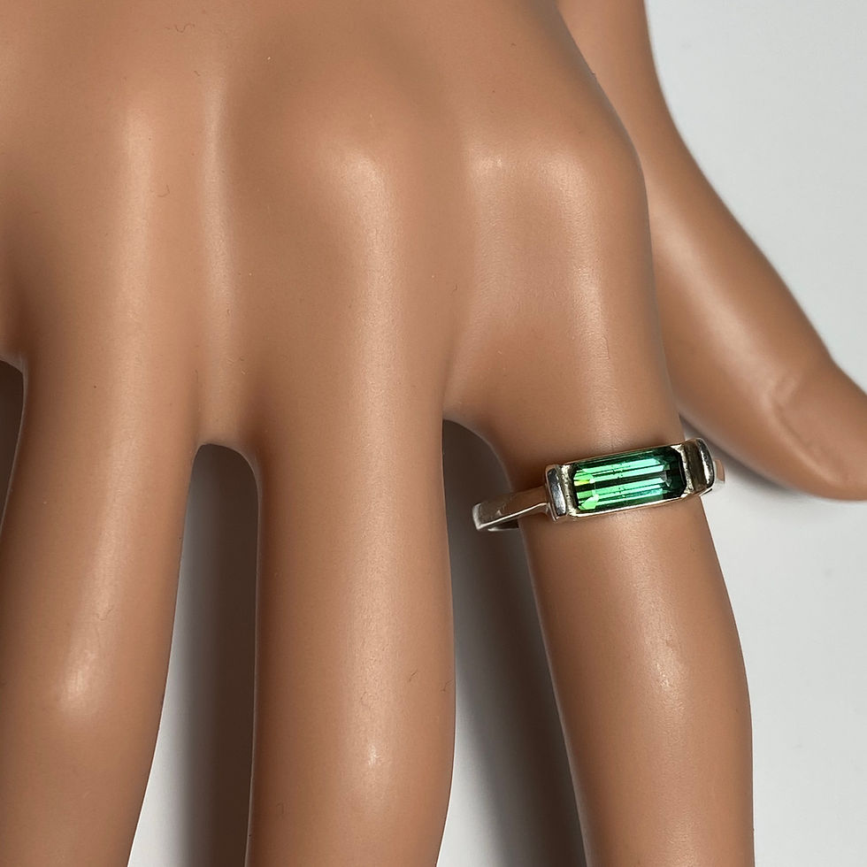 Miniatura: 1ct Natural Indicolite tourmaline 925 Silver / Gold/ east west ring