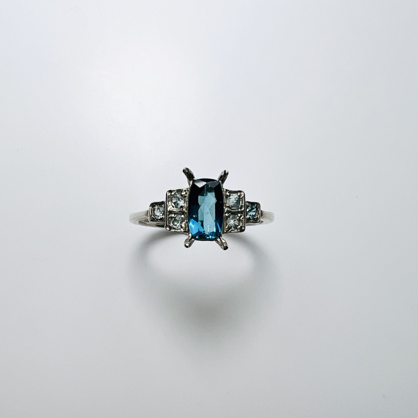 Natural Indicolite tourmaline 925 Silver / Gold/ east west ring