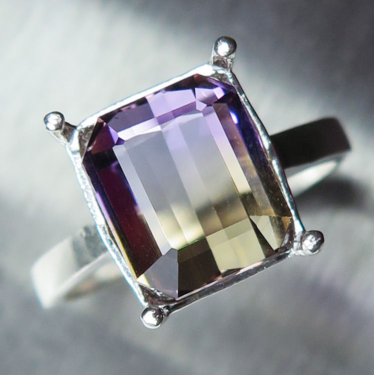 Thumbnail: 6.10cts Natural Bi-colour Ametrine 925 Silver / Gold/ Platinum ring