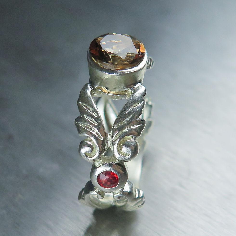 縮圖：Natural round cut Imperial topaz brown orange yellow 925 Sterling silver 9ct 14k 18k 375 585 750 Gold Platinum ring