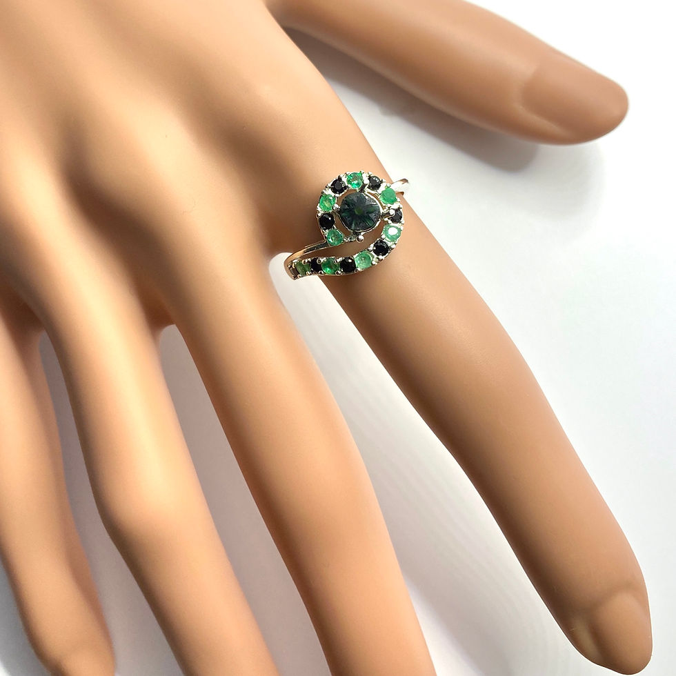 Миниатюра: 0.4cts Natural Green trapiche emerald 925 Silver / Gold/ Platinum ring