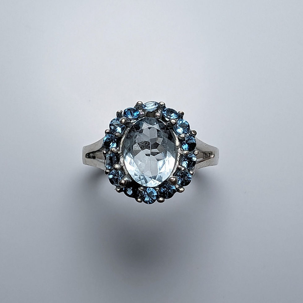 Miniatura: 1.1ct Natural aqua blue Aquamarine Silver/ Gold /Platinum engagement ring