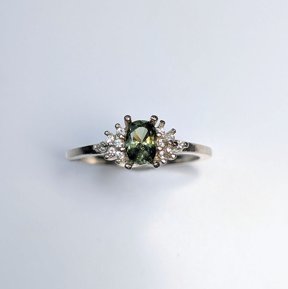 Thumbnail: RARE Natural and Demantoid Garnet 925 Silver / Gold/ Platinum ring