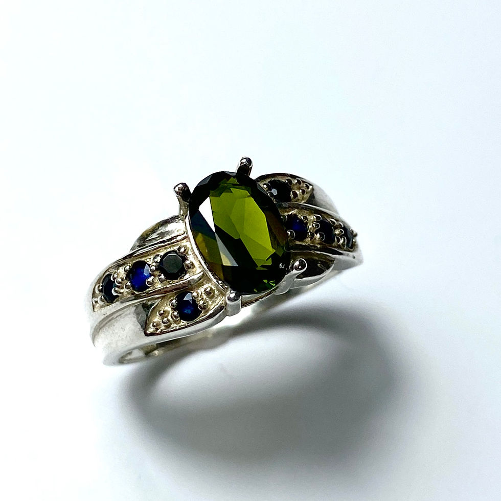 縮圖：1.3ct Natural dark green Tourmaline 25 Silver / Gold ring