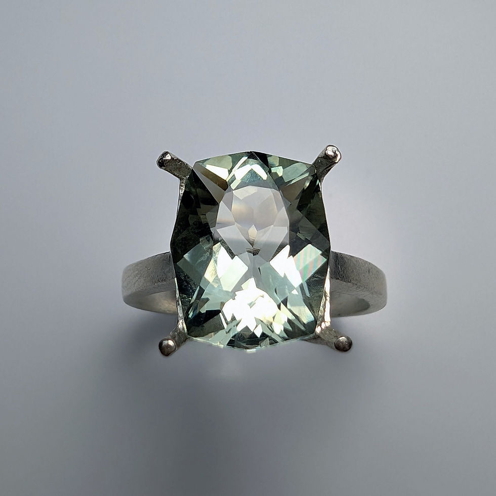Thumbnail: 5.6cts Natural Amethyst (Prasiolite) 925 Silver / Gold/ Platinum solitaire ring