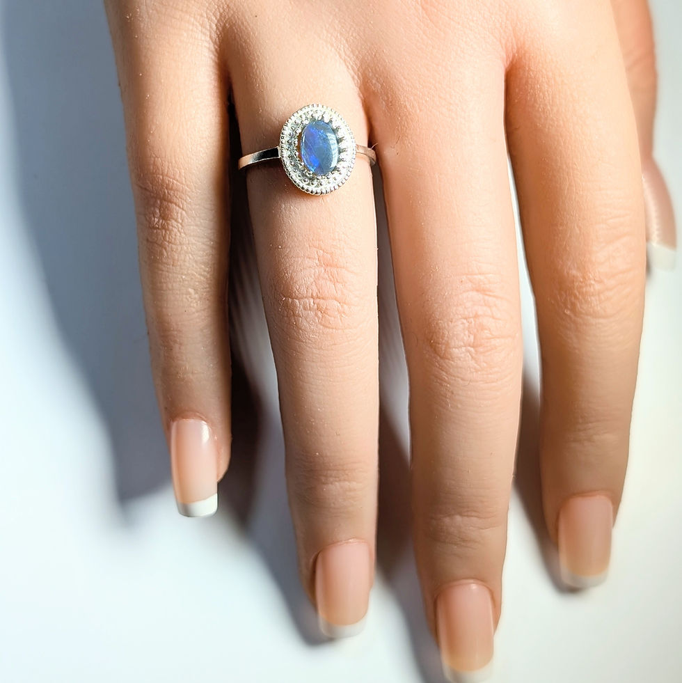 Miniatura: Natural Australian Black Opal Silver / Gold / Platinum ring