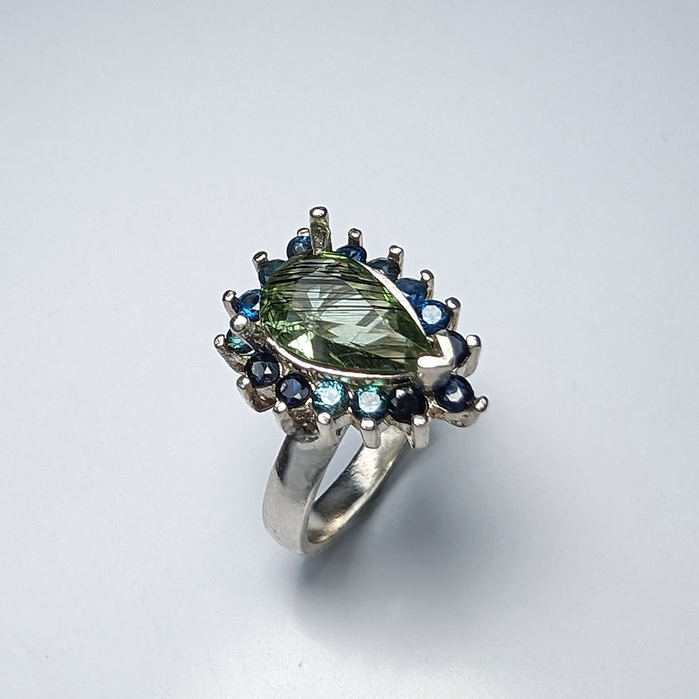 縮圖：1.98ct Natural Rutile Peridot with Ludwigite 925 Silver / Gold/ Platinum ring