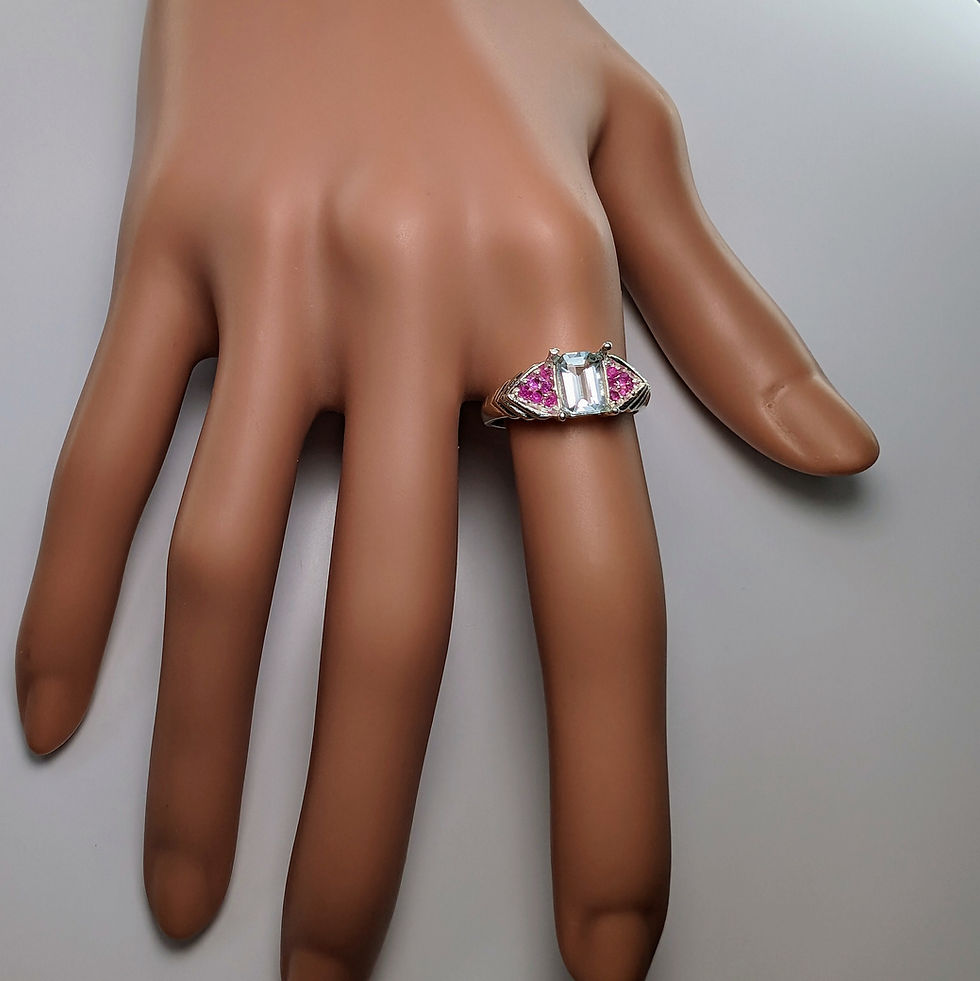 縮圖：0.79cts Natural Amblygonite 925 Silver / Gold/ Platinum ring