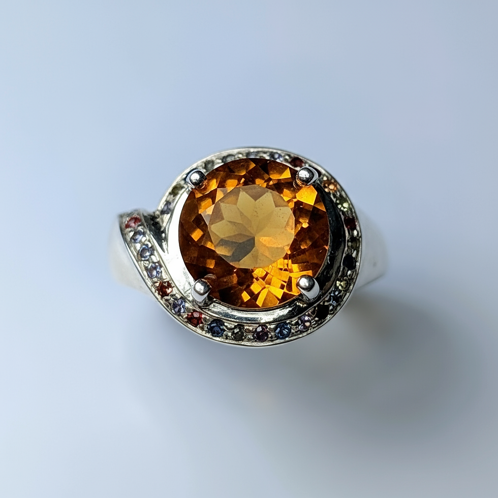 2.67ct Natural Palmeira Orange Citrine ring 925 Silver / Gold/ Platinum