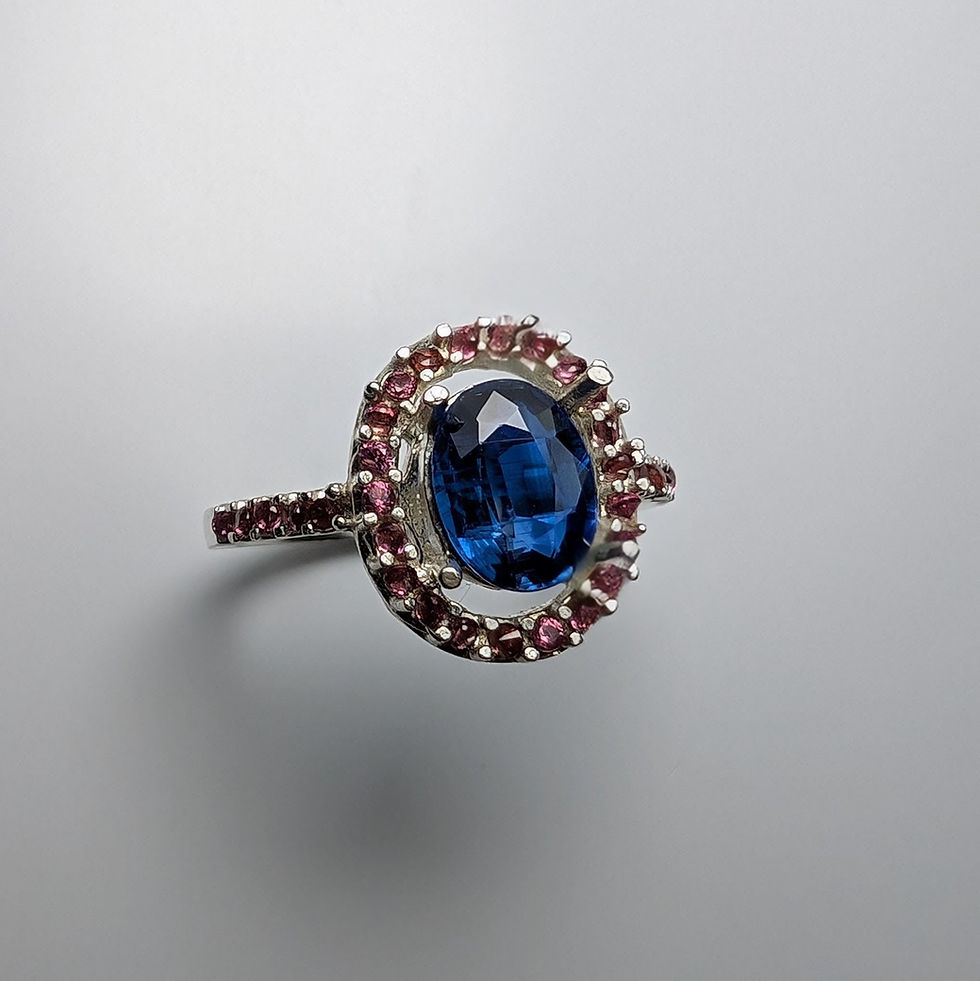 サムネイル： 1.42cts Natural Blue Kyanite 925 Silver / Gold/ Platinum ring