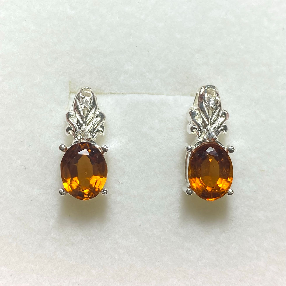 縮圖：2.7ct Natural Hessonite Garnet Cinnamon orange Silver /Gold stud earrings