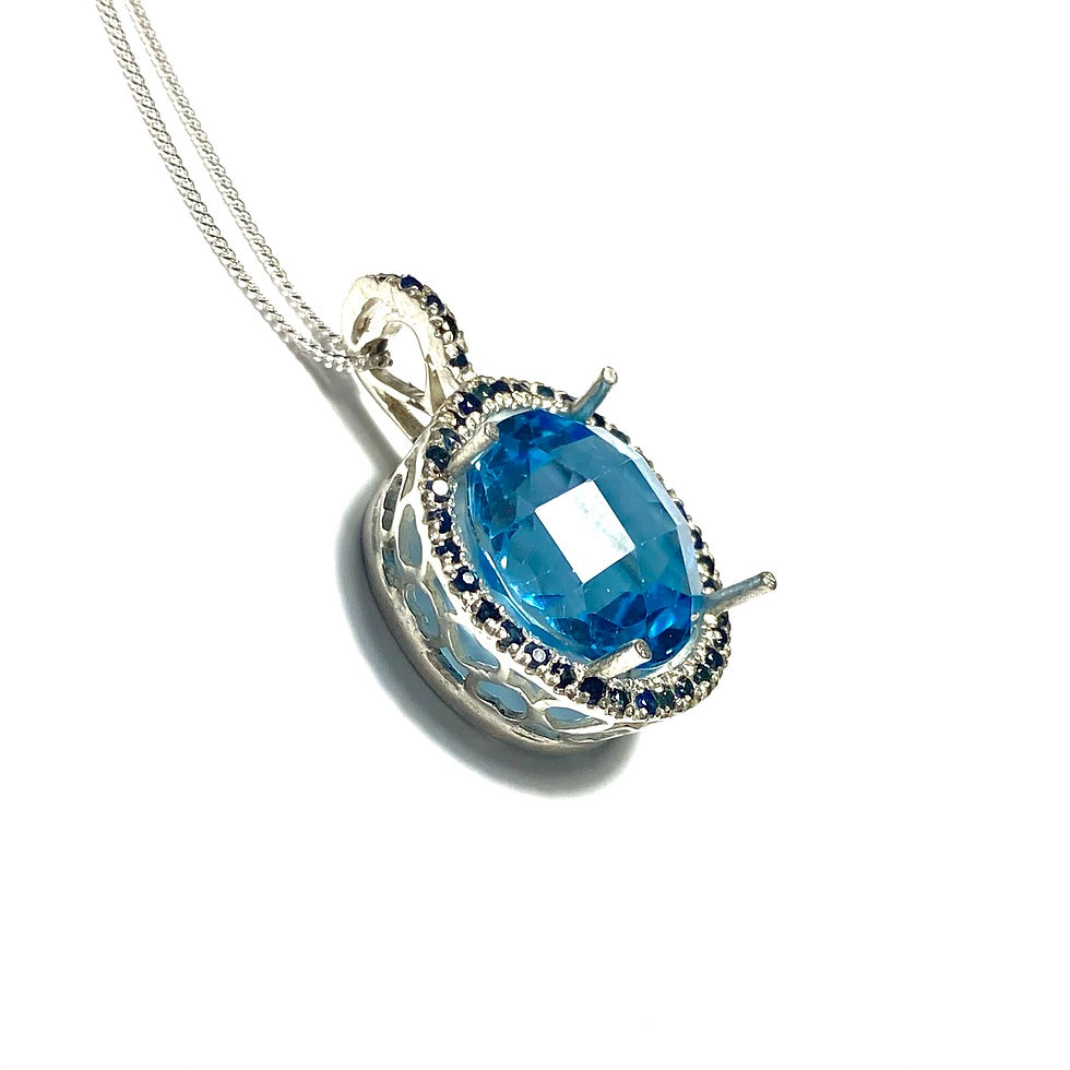 サムネイル： 13.25ct Natural Swiss Blue Topaz Silver / Gold / Platinum pendant