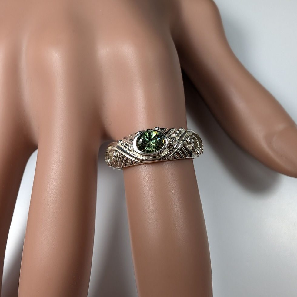 サムネイル： 0.4ct Natural Demantoid Garnet 925 Silver / Gold/ Platinum ring