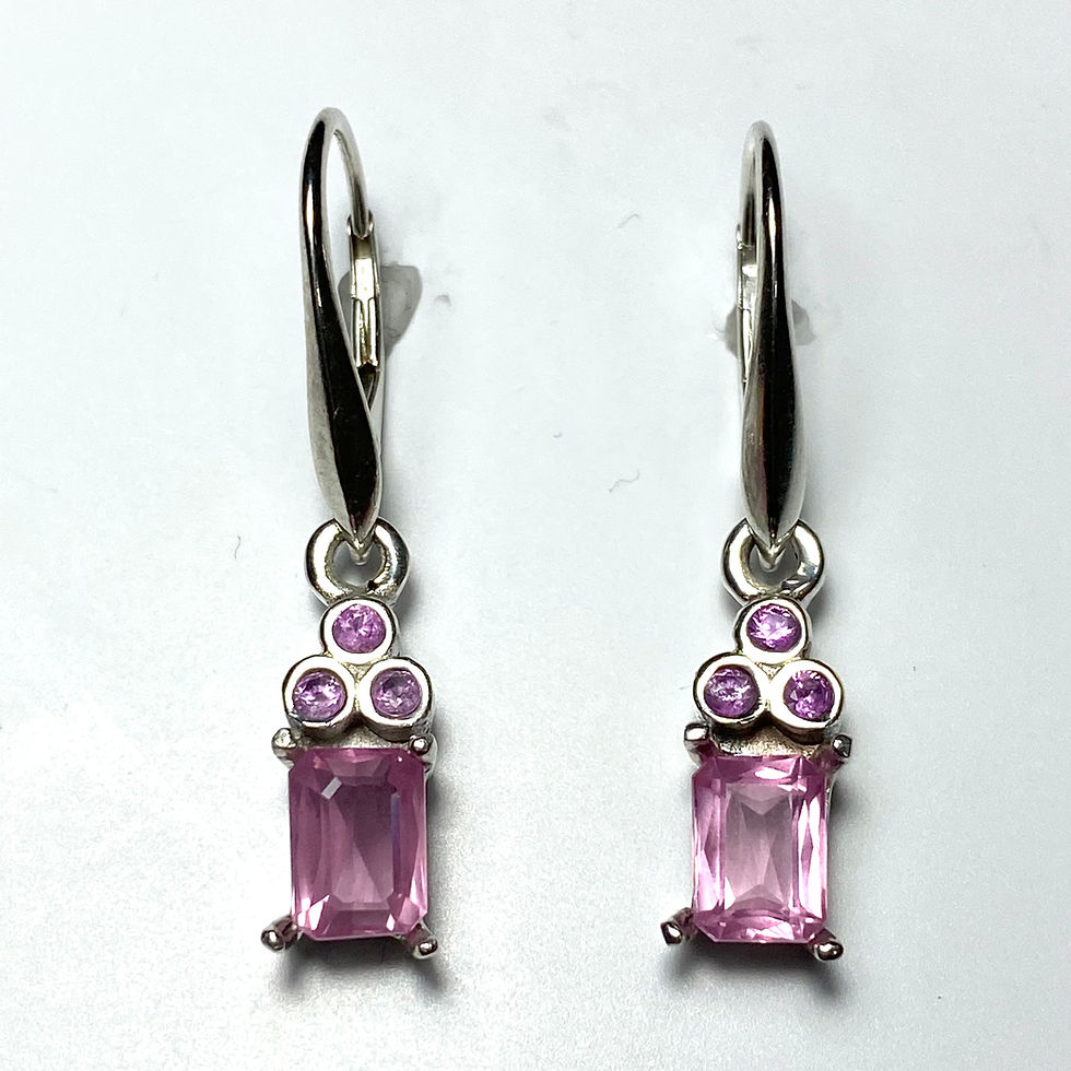 Miniatura: Natural Pink Spinel Silver /Gold / Platinum dangling earrings drop