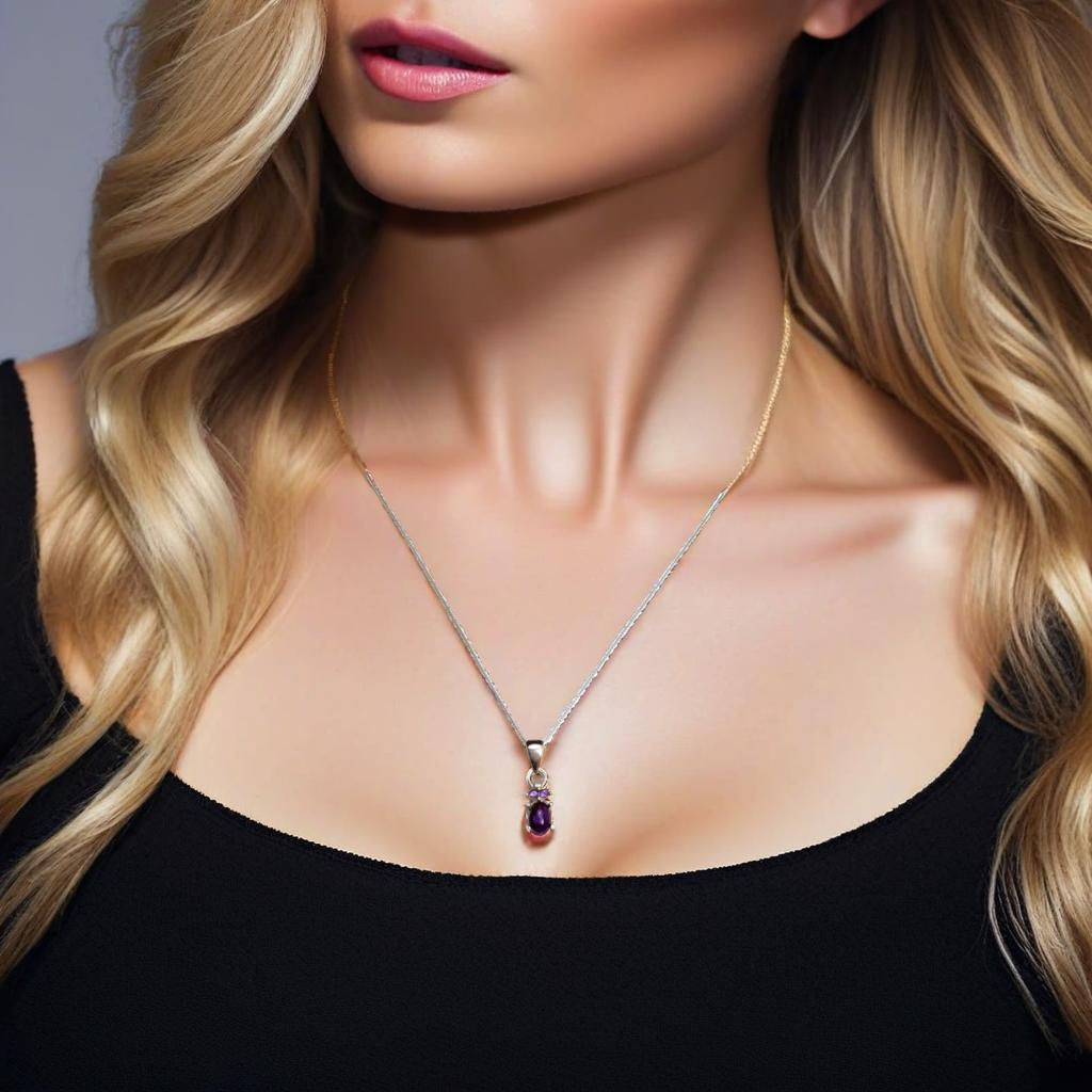 0.81ct Natural deep purple Sugilite 925 Silver / Gold/ Platinum pendant