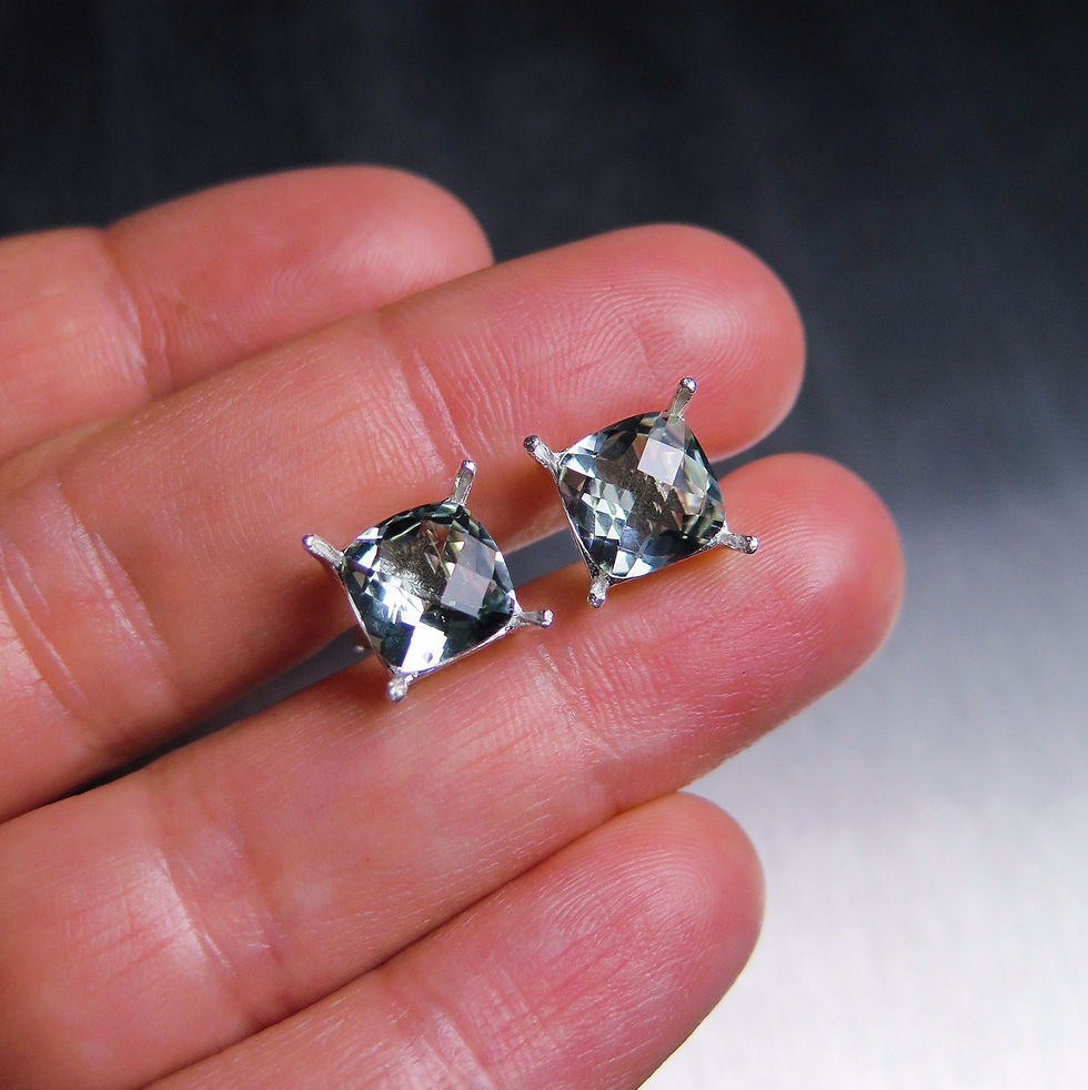 Miniatura: Natural Prasiolite Amethyst Silver /Gold / Platinum stud earrings