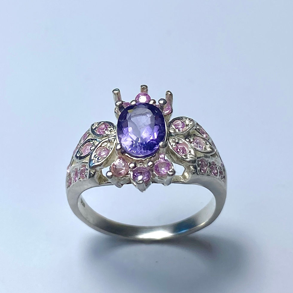 Thumbnail: 1ct Rare Natural Purple Scapolite 925 Silver/ Gold/ Platinum ring