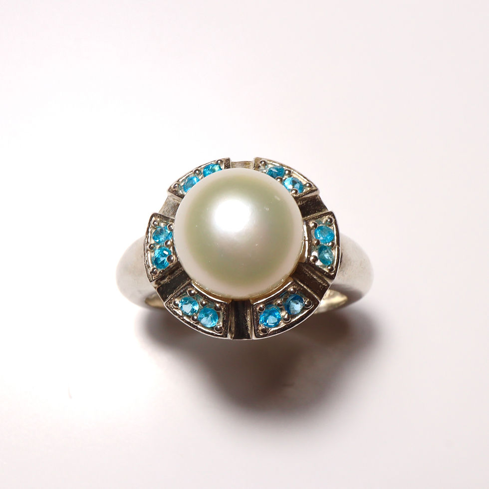 サムネイル： Certified Cultured Freshwater white Pearl Perfect white 925 Silver / Gold ring