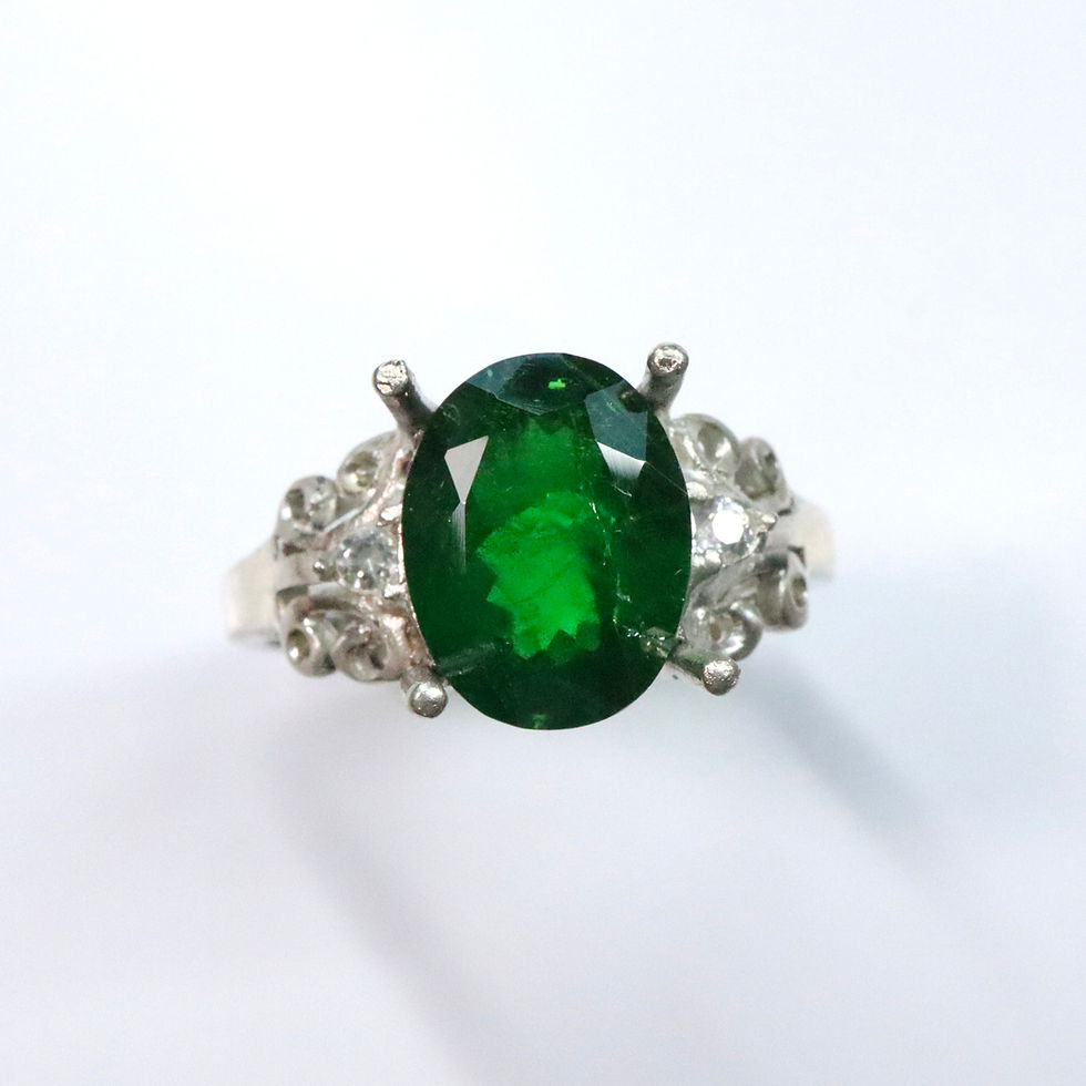 Miniatura: 4.1ct Natural Tsavorite Garnet 925 Silver / Gold/ Platinum engagement ring