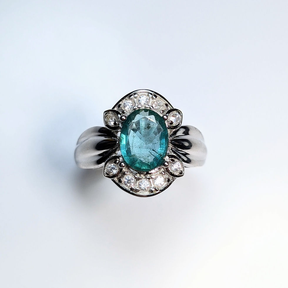 Thumbnail: 1.33ct Natural Colombian Emerald 925 Silver / Gold/ Platinum ring