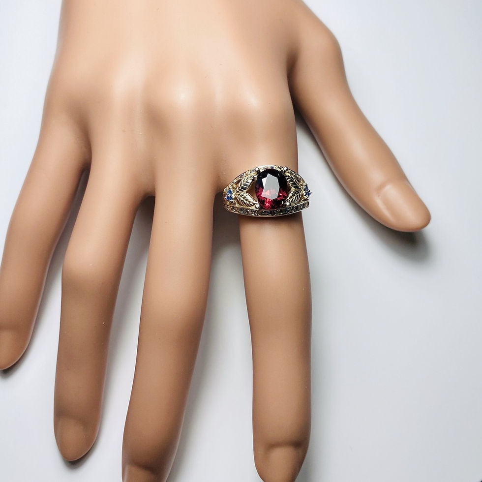 縮圖：3cts Natural Dark Red Zircon 925 Silver / Gold/ Platinum ring