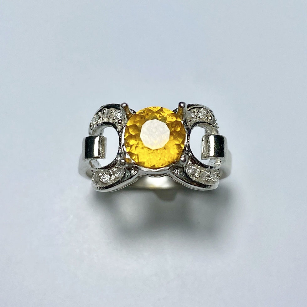 Miniatura: 1.35cts Rare Natural yellow Clinohumite 925 Silver / Gold/ Platinum ring