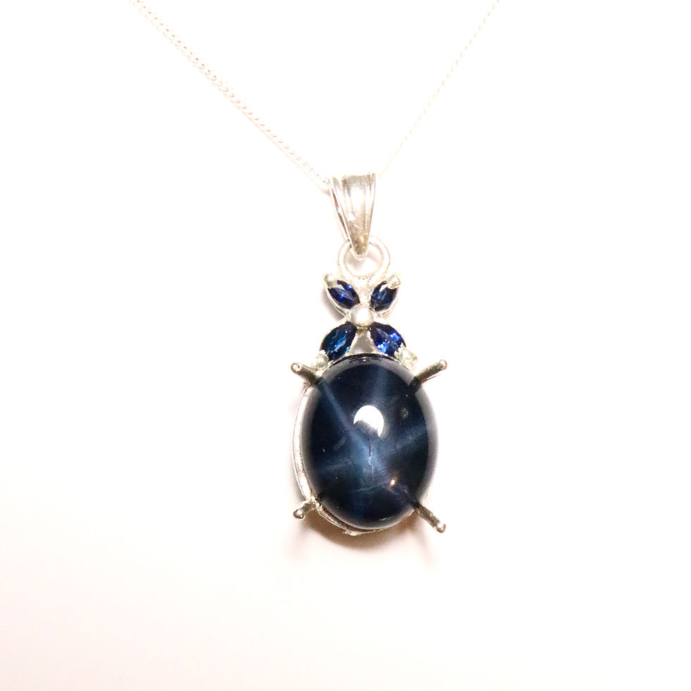 8.4ct Natural Blue star Sapphire Silver / Gold / Platinum pendant on chain