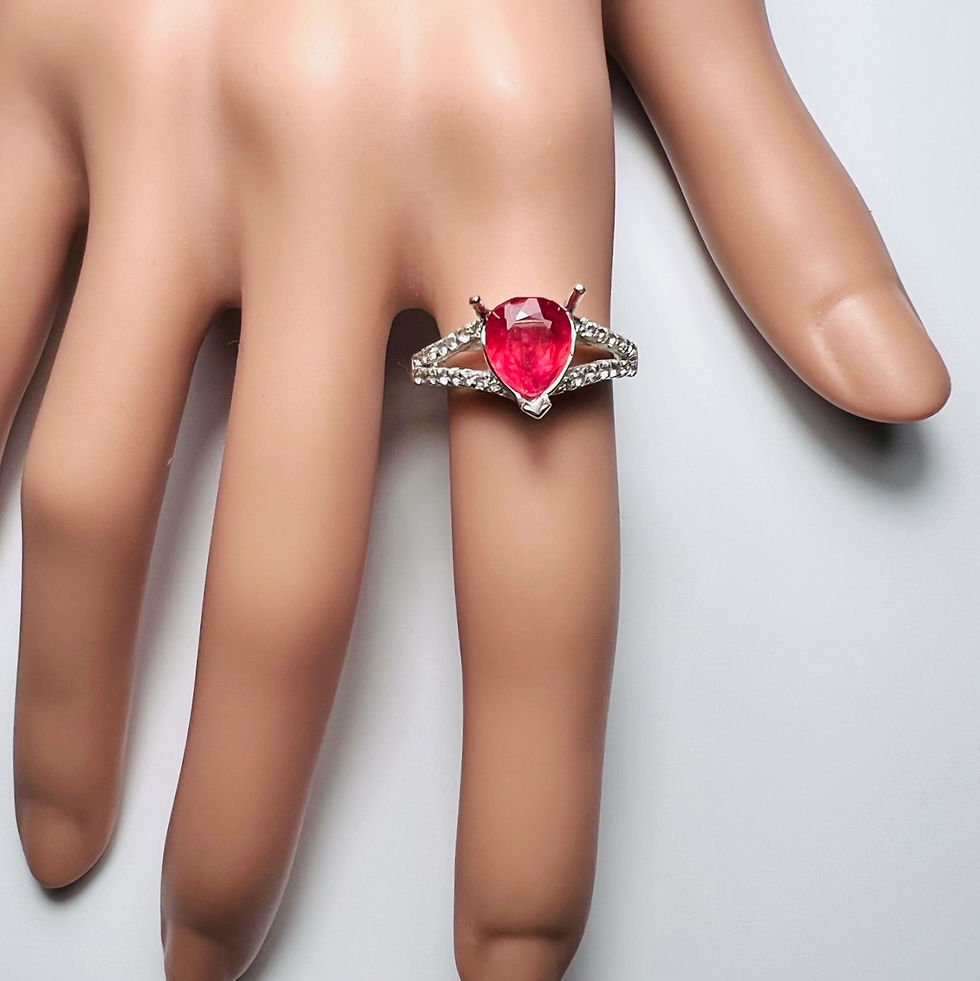 縮圖：1.7cts Natural Raspberry Red Rhodonite Sterling 925 Silver 9ct 14k 18k Gold 375 585 750 white yellow rose Platinum ring