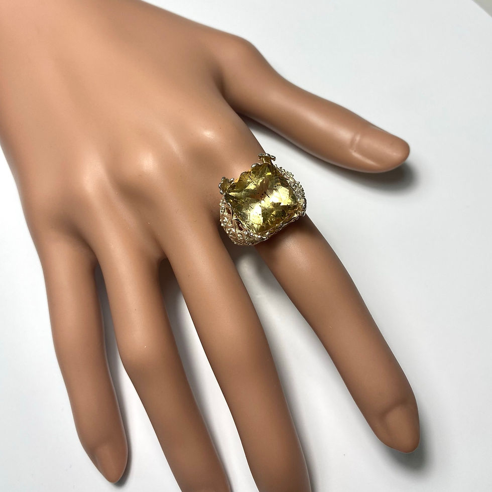 Thumbnail: 10.2ct Rare Natural Golden Scapolite 925 Silver/ Gold/ Platinum ring