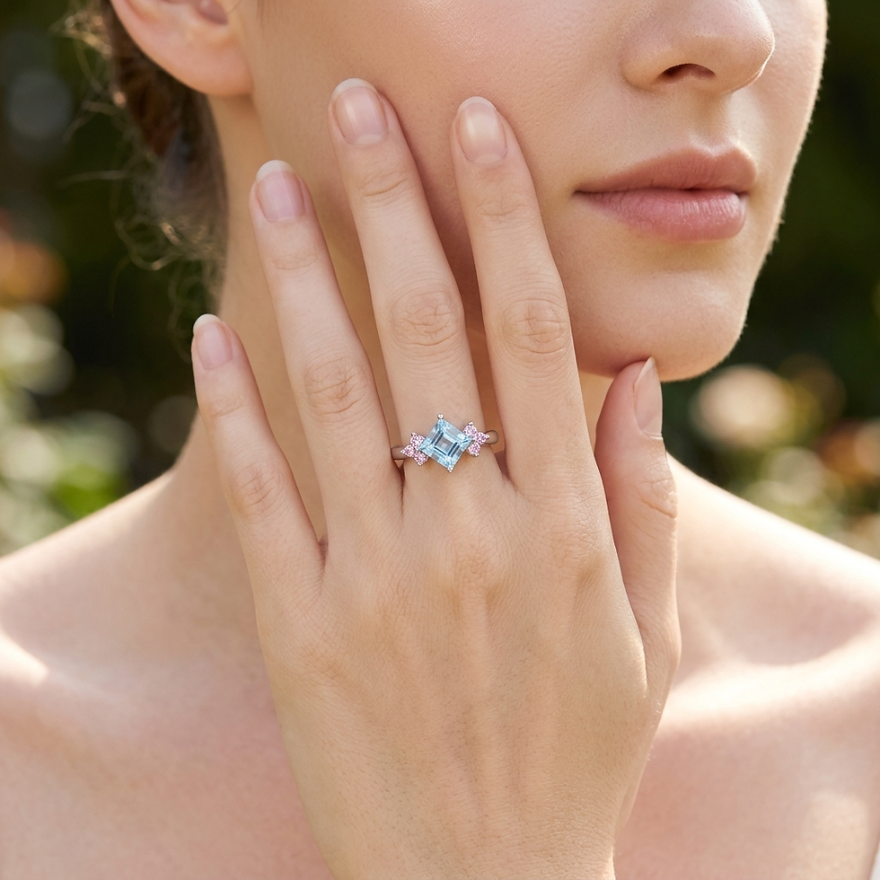 Miniatura: 1.22cts Natural Blue topaz ring 925 Silver, Gold, Platinum