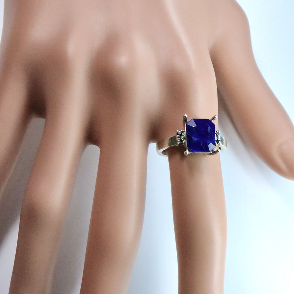 縮圖：Certified 2.35ct Natural Lapis Lazuli 925 Silver/ Gold/ Platinum ring