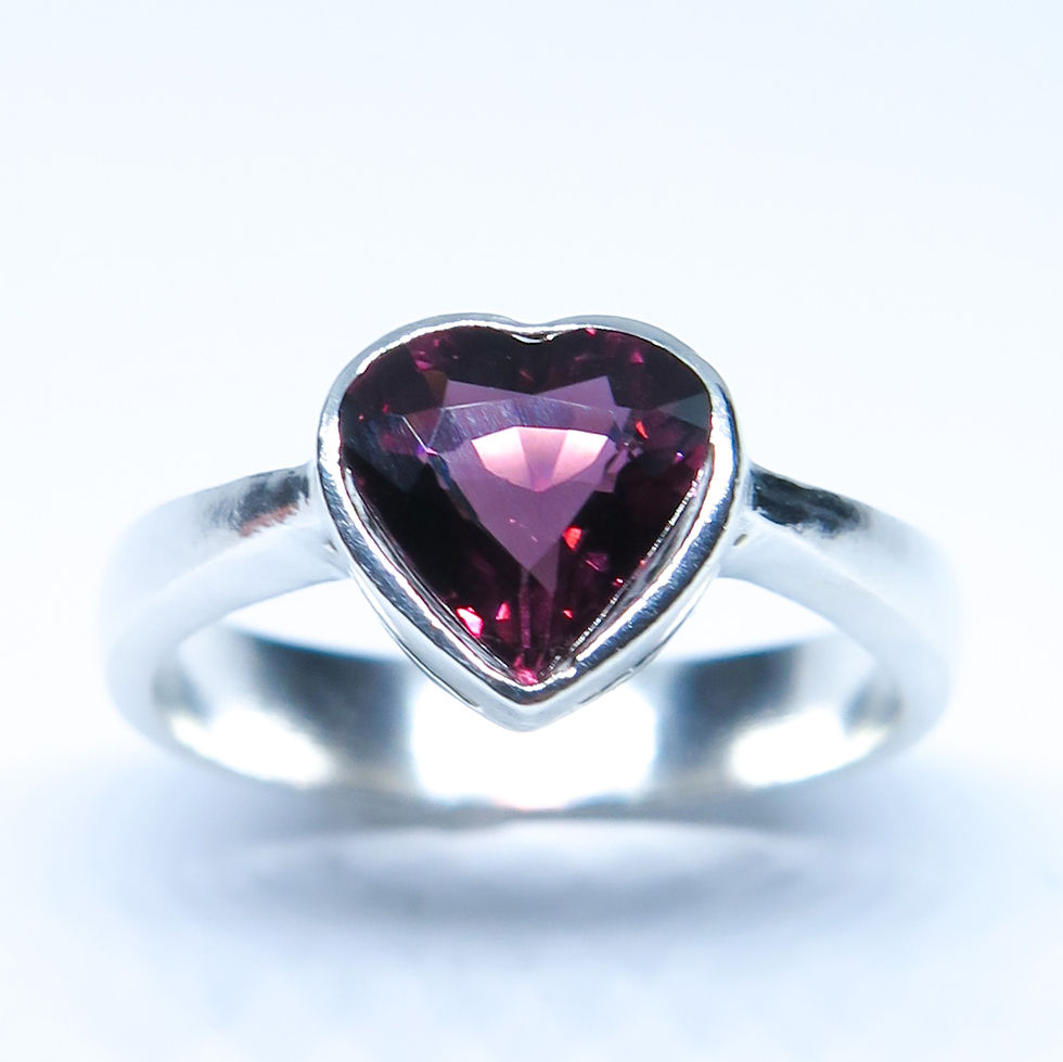Thumbnail: Natural Tourmaline heart Rubelite (Rubellite) 925 Silver / Gold/ Platinum ring