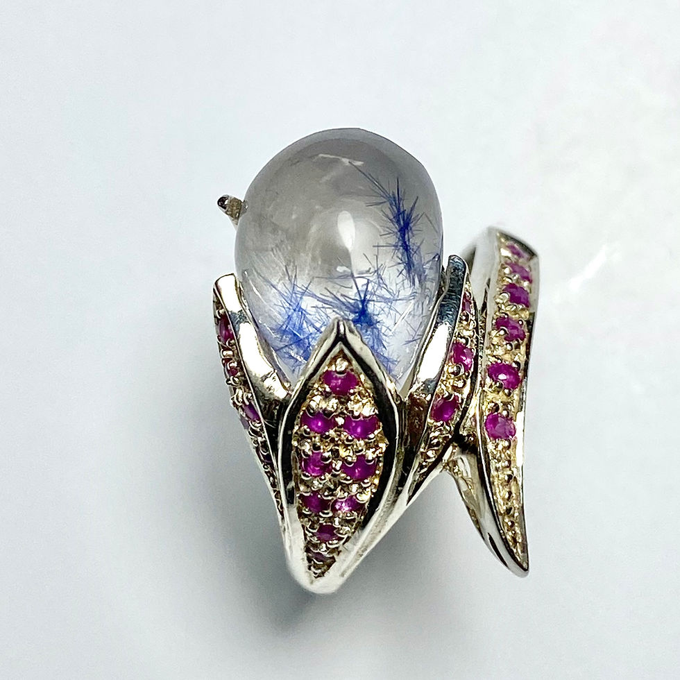 6.35cts Natural Dumortierite Quartz 925 Silver / Gold/ Platinum ring