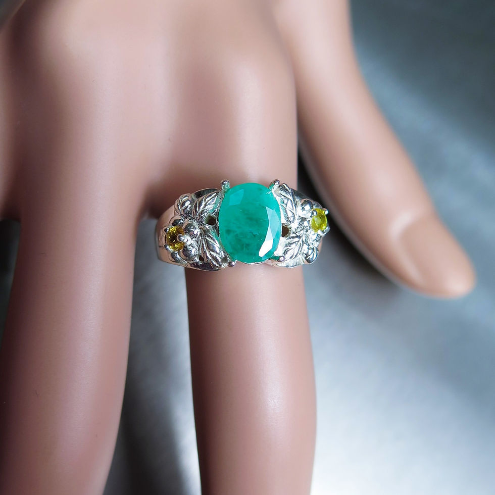 Miniature : 1.2cts Natural Emerald 925 Silver / Gold/ Platinum ring