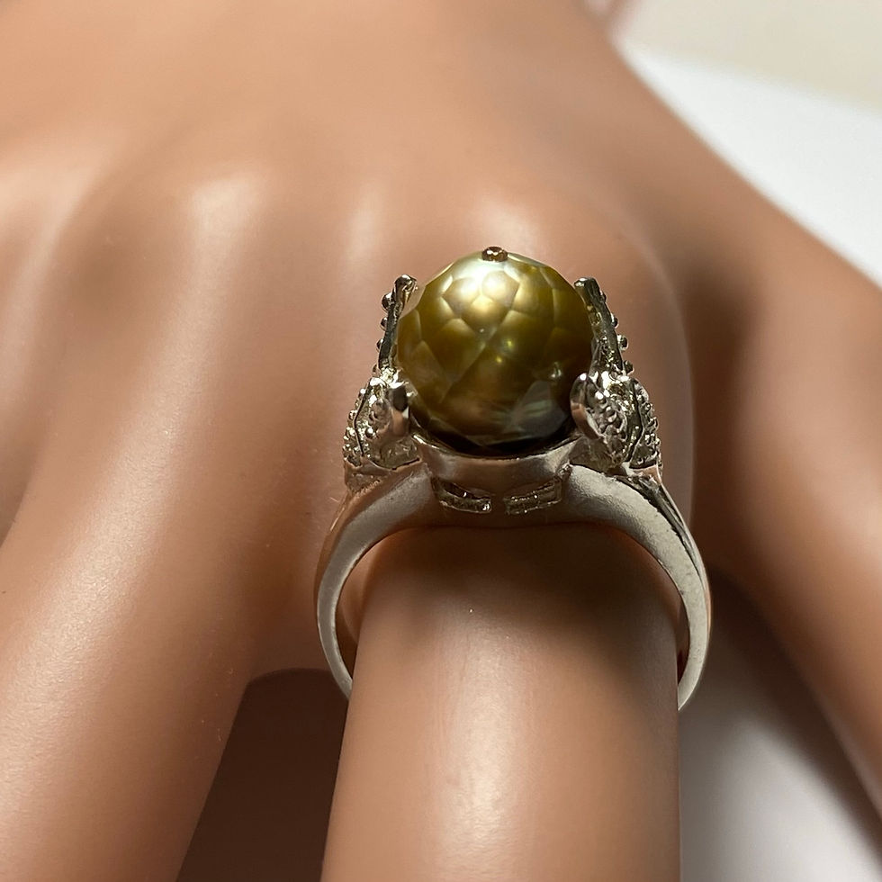 縮圖：Certified Cultured Tahitian Pearl golden yellow 925 Silver / Gold/ Platinum ring