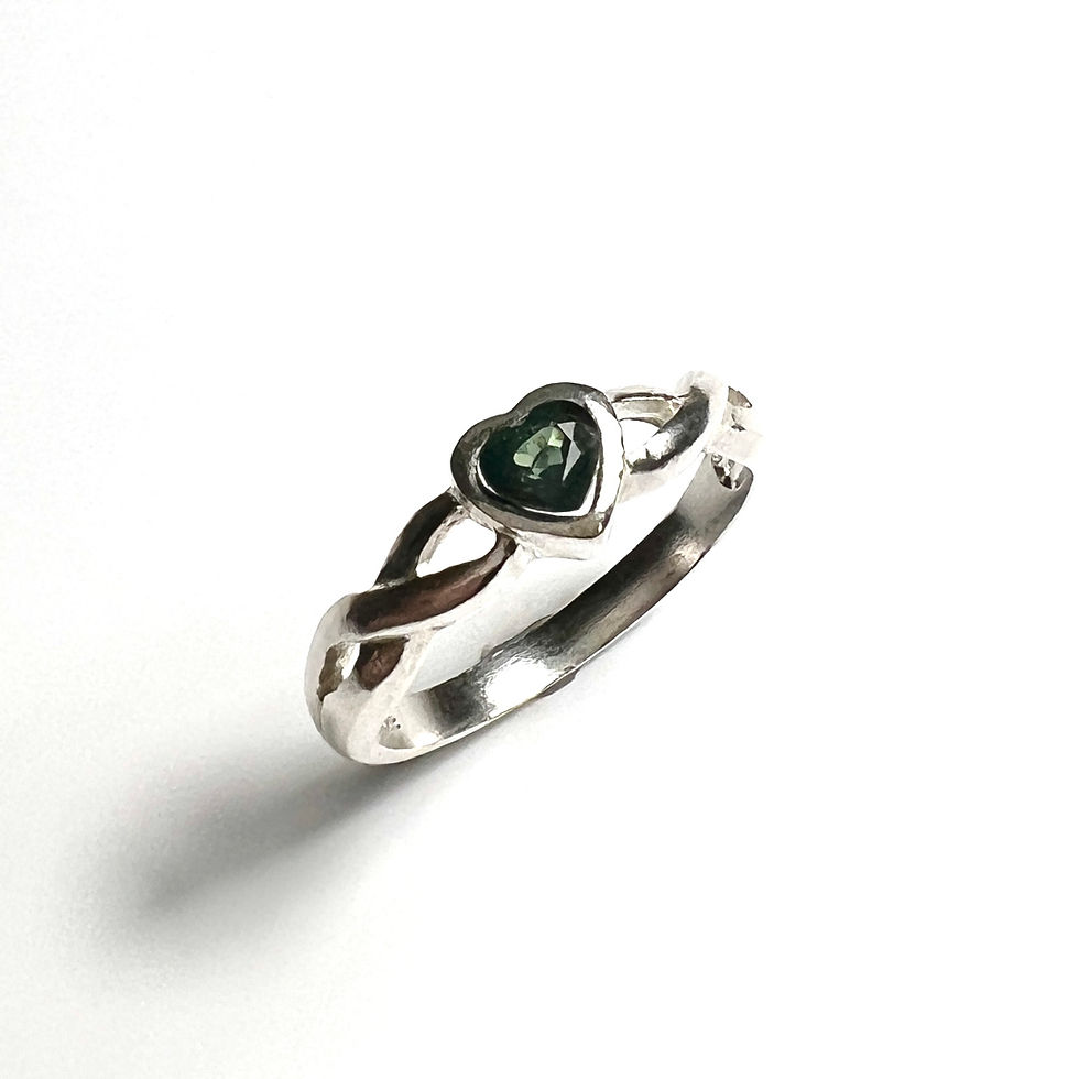 Миниатюра: Natural teal blue heart Sapphire 925 Silver / Gold/ Platinum heart ring