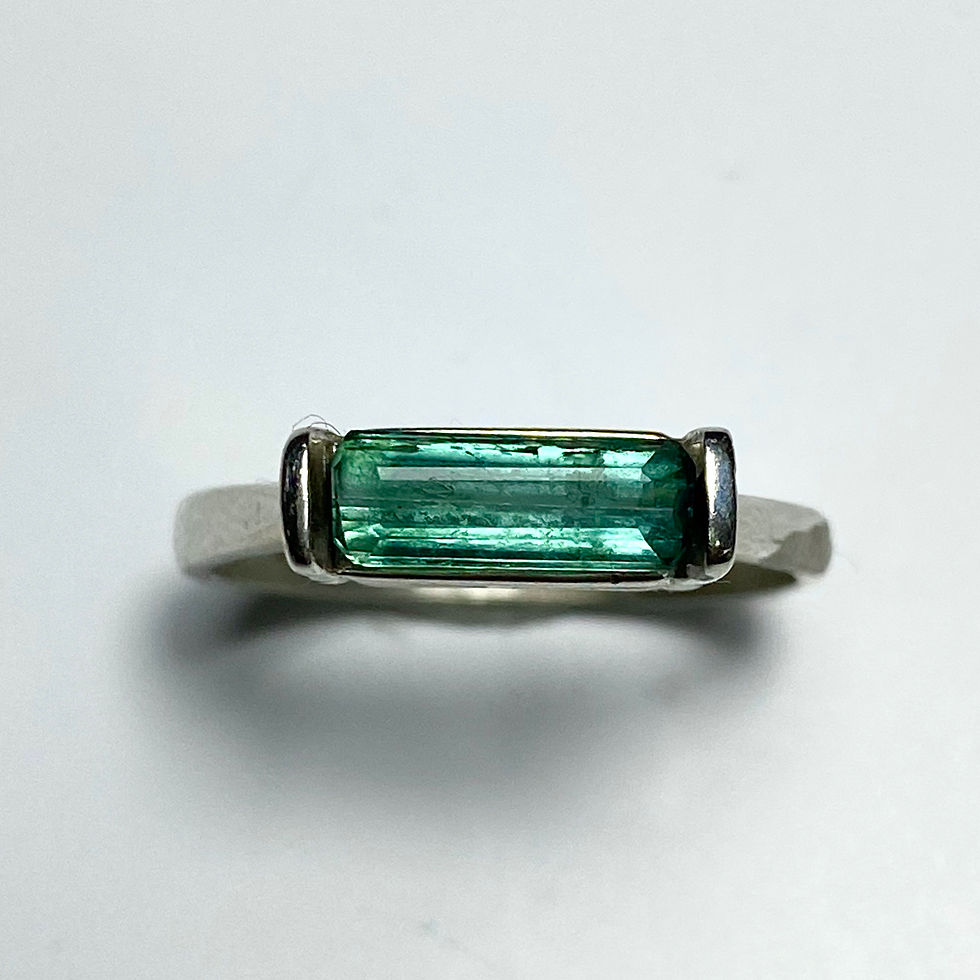 Миниатюра: 0.85ct Natural Paraiba blue tourmaline 925 Silver / Gold/ east west ring