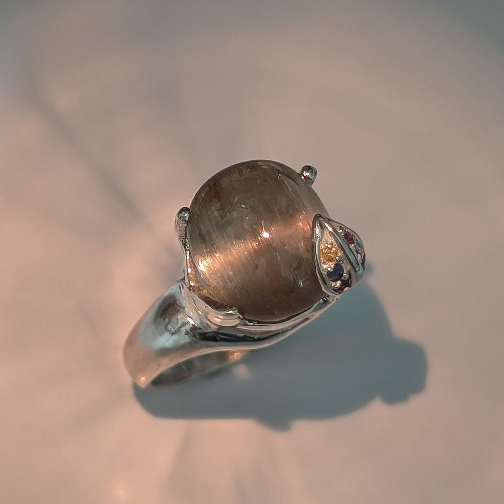 Miniature : 9.2cts Natural Colour change cats eye Diaspore 925 Silver / Gold / Platinum ring