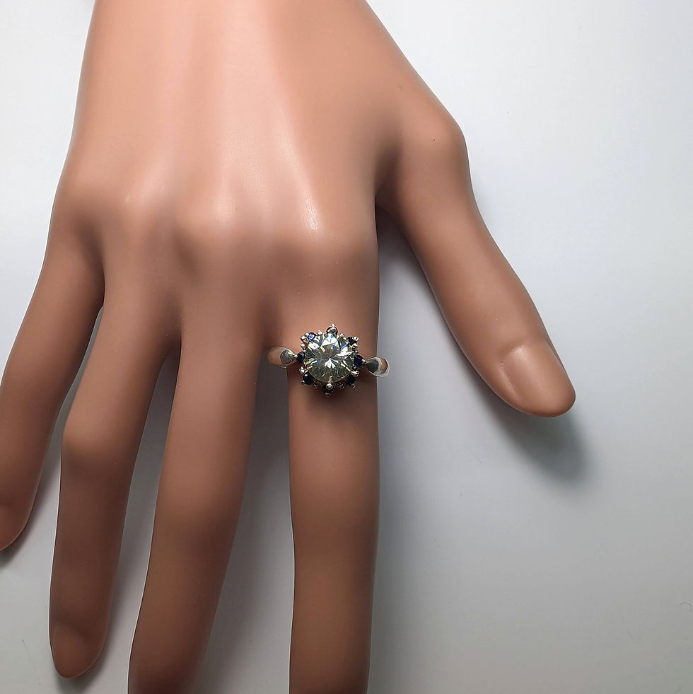 Miniatura: 1.46ct Moissanite Lab Diamond paraiba blue green 925 Silver / Gold ring