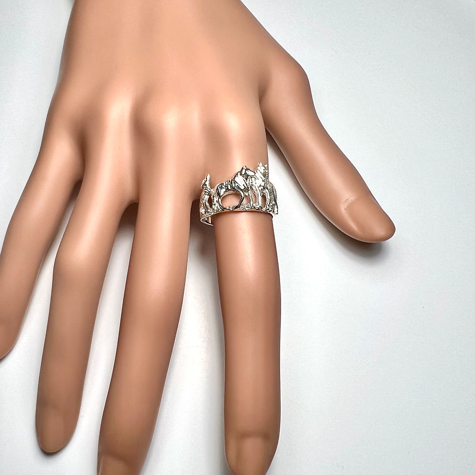 Thumbnail: Wolf pack 925 sterling silver, 9ct 14k 18k Gold, Platinum unisex ring band